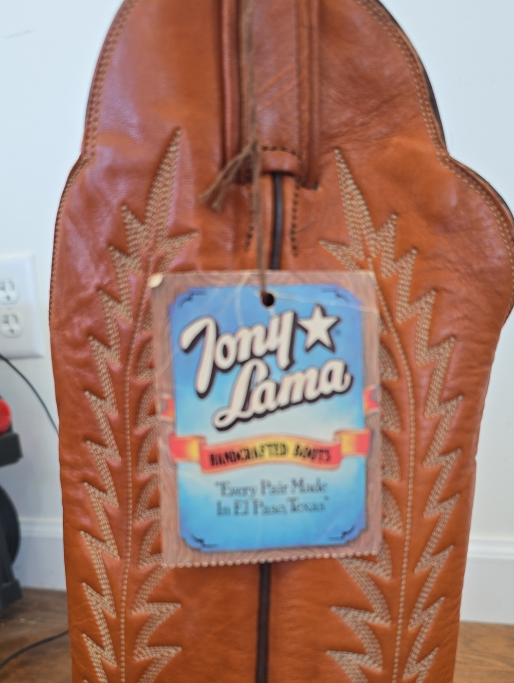 NOS Vintage Tony Lama Black Label Cowboy Boots H5669 Women 6.5R Cognac Tan W/Box - Picture 11 of 12